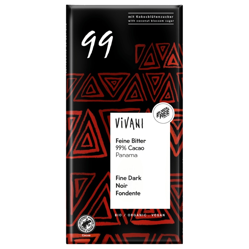 Vivani Bio Feine Bitter Schokolade 99% Cacao 80g